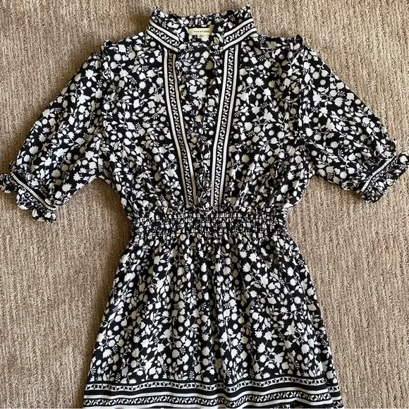 Max Studio Black and White Botanical Print Maxi Dress Coastal Cowgirl - Picture 2 of 9